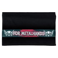 Fördeblau Schwarzes Heavy-Metal-Handtuch im Totenkopf-Design mit 'For Metalhands' Statement, Baumwolle, 30x50cm – Geschenkidee für Headbanger - Ideal für Festivals – Ansicht 2