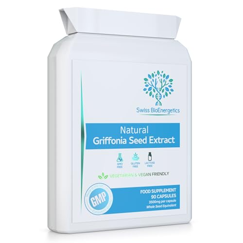 Natural Griffonia Seed Extract Supplement 3 500mg Whole Seed Equivalent per Capsule (<30% 5-HTP) 90 Capsules - Made in The UK to The GMP Code of Practice