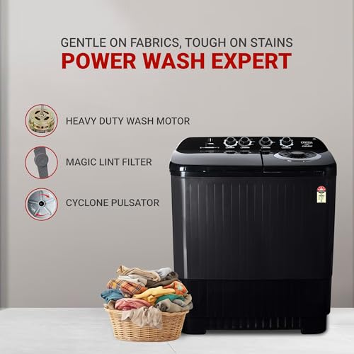 Image of ONIDA 12 Kg 5 Star Semi-Automatic Top Loading Washing Machine (S12GS1, Black, Cyclone Pulsator, Waterfall Technology)