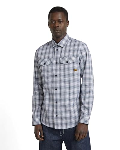 G-STAR Men's Marine Slim Long Sleeve Shirt Mehrfarben (Imperial Blue Liam Check D24963-D531-G296) M – Ansicht 1
