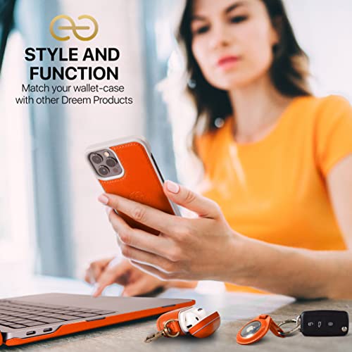 Image of dreem Fibonacci Compatible with iPhone 14 Pro Wallet case / 2-in-1 Shockproof case and Detachable Vegan Leather Folio, MagSafe Compatible, RFID Protection [Orange]