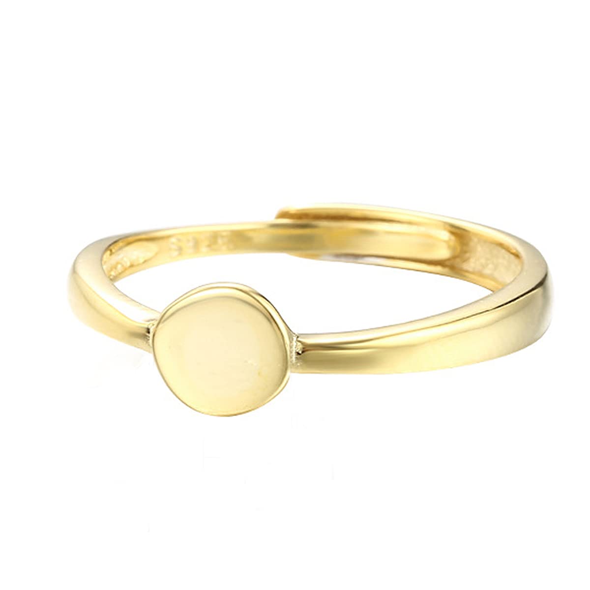 JKEIO925 Sterling Silver Adjustable Finger Rings Components with 6/7.5mm Flat Round Ring Pad Ring Base Findings for Jewelry Making