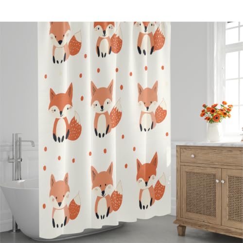 Rideau de douche imperméable 183 x 183 cm en polyester avec motif renard mignon à pois