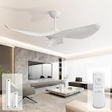 Sofucor 52 Inch Ceiling Fan No Light, Modern White...