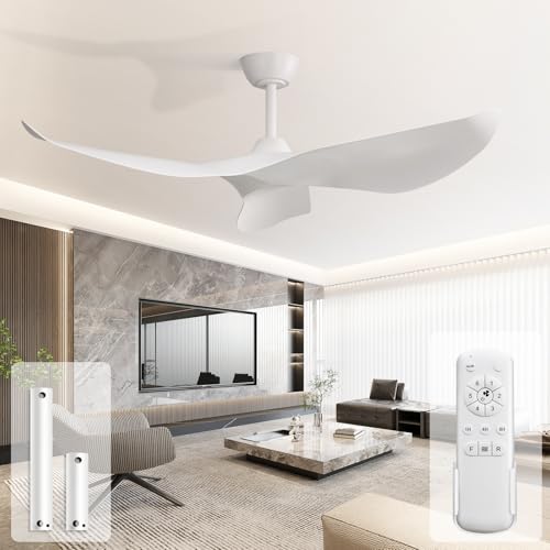 Sofucor 52 Inch Ceiling Fan No Light, Modern White...
