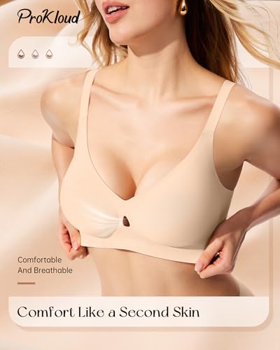 Image of ProKloud Bras for Women No Underwire Wireless Jelly Bras Full Coverage Seamless Push Up Bralettes Support Tshirt Bra