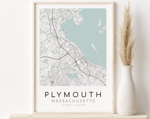 Plymouth Massachusetts City Map Print Minimalist Poster for Wall Art Home or Office Decor USA Map Gift Idea Plymouth MA City Illustration