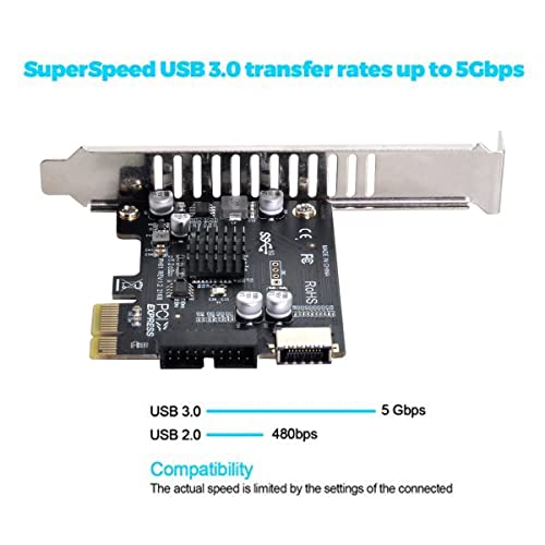 Cablecc UC-039-CC 5Gbps Type-E Usb 3.1 Front Panel Socket & Usb 2.0 To Pci-E 1X Express Card Vl805 Adapter thumb #1