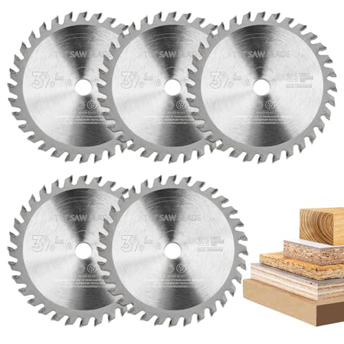 BALUGAEA 5 Stück Kreissägeblatt 89mm x 10mm 32 Zähne Holz Kreissägeblätter HM Sägeblatt für Mini Handkreissäge TCT schneiden Wechselzahn Holzkreissägeblatt zur Hartholz, Weichholz, MDF und Kunststoff