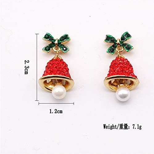 関税負担なし☆赤いラインストーン クリスマスベルイヤリング きらめくクリスマスイヤリング レディース 絶妙なリボンノット ベルイヤリング クリスマ