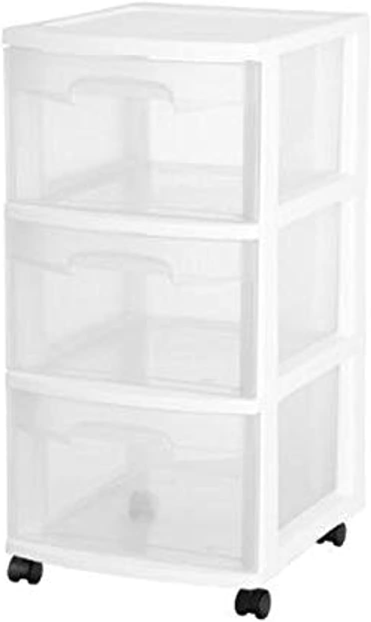 Sterilite Plastic 3 Drawer Cart, Clear Office Products