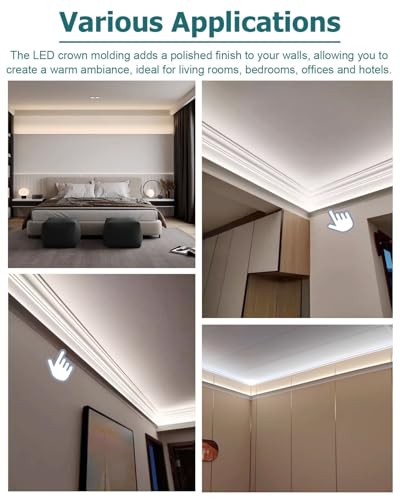 Moldura para tira LED Vibeo y canal de moldura de corona con iluminacion indirecta 6