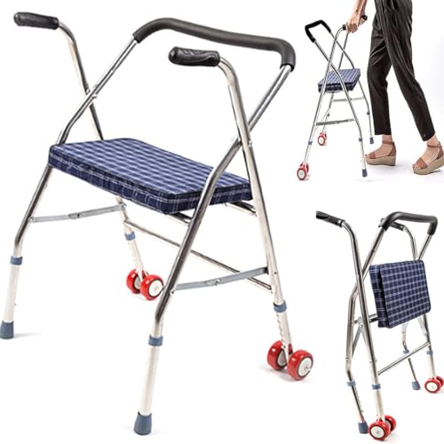 HAILMGAY Deambulatori per Anziani, Deambulatore Pieghevole, Carrello Deambulatore per Anziani, Deambulatore da Esterno, Rollator Deambulatore, Girello Anziani