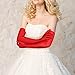 Lansian Women's 21.6'' Long Elbow Satin Gloves Red 1920s Opera Bridal Dance Gloves for Evening Party Opera Costume, Red