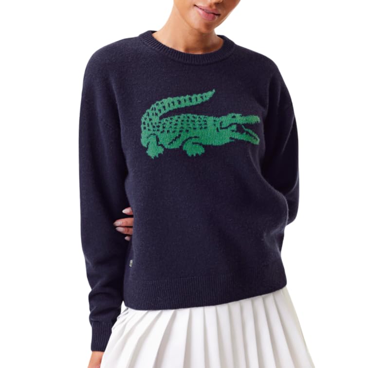Image of Lacoste x Bandier Women's Contrast Crocodile Sweater