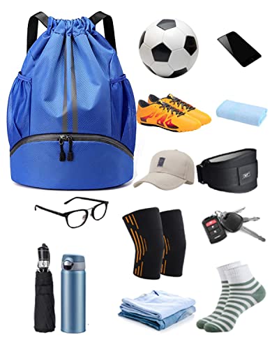 BROTOU Bolsa de deporte para fútbol, mochila con cordón, ajustable, cordón, bolsa de gimnasio, resistente al agua, bolsa de deporte para hombre, mujer, niños y jóvenes - imagen 6