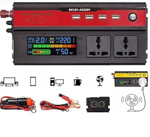 Générique 12V to 220V 5000W Inverter Converter with USB Ports and Power Outlets for Car, Camper, Truck