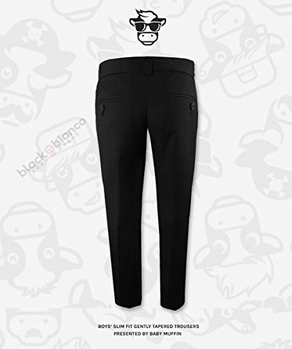Black n Bianco Boys' First Class Slim Fit Trousers Dress Pants Gently Tapered Flat Front - Presented by Baby Muffin2