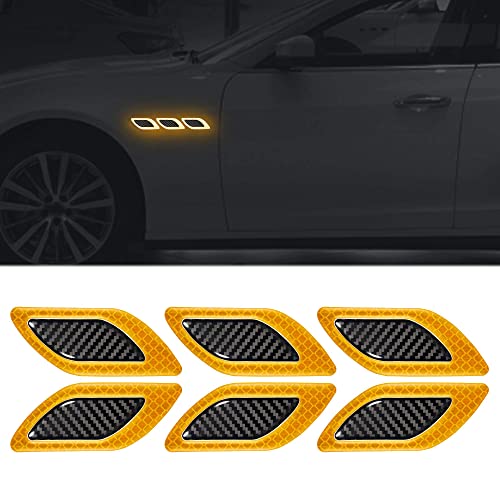 Image of Carbon Fiber Graphic Car Reflective Sticker,Warning Sign Bumper Door Fender Hood Anti-Scratch Cover Decal(Yellow) for Toyota Fortuner
