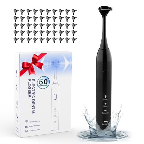 Voraiya Flosser elettrico per denti 3 in 1 filo interdentale vibrante elettrico con batteria da 60 giorni, 50 testine sostituibili IPX7 impermeabile, 3 modalità di filo interdentale ricaricabile per