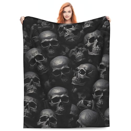 Turamurra Black Horror Skull Fuzzy Sofa Throw Blanket Flannel Super Soft Warm Fleece Bedspread Home Decor For Bed Couch Living Room All Season 50 Inchx60 Inch cover