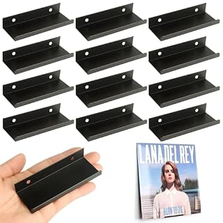Vinyl Wall Mount 12 Pack, Metal Vinyl Shelf Minimalist Record Display Your Favorite Albums Stylish Record Holder Wall Modern Office Home Decor for Music Lovers Collectors, Industrial Black - Les Beatles, Paul McCartney, John Lennon, RIngo Starr, George Harrison