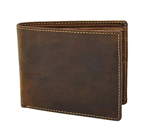 Portefeuille bifold mince homme en cuir véritable pour ranger cartes et pièces