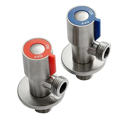 Vanne d'arrêt d'angle G1/2 en acier inoxydable SUS304 rouge - 4