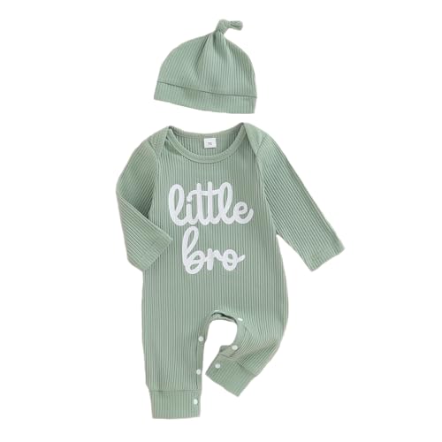 Image of MERSARIPHY Newborn Boy Outfits Going Home From Hospital Romper New To The Crew Little Brother Baby One Piece Jumpsuit Clothes
