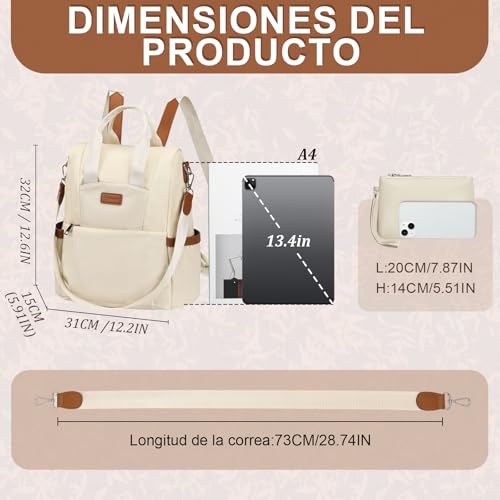 Miniatura 5 de Eshow Mochila Mujer Antirrobo, Bolso Casual Para Viaje Escuela Universidad Compras Y Trabajo