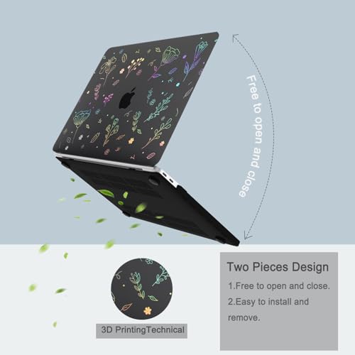 Coque Macbook Pro 14 rigide et fleurie avec ventilation inférieure