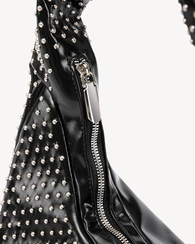 Image of NEWBELLA Women's Rhinestone Shoulder Bag - Sparkly Studded PU Leather Hobo Purse, Shiny Underarm Tote Handbag for Evening, Party, or Everyday Wear