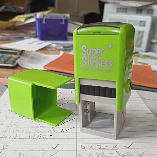 SuperStickers Octopus Pre-Inked Stamper. Green with 'Super!' Message.