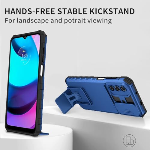 Coque Moto E20 E30 E40 avec protège-écran verre trempé et cache caméra bleu