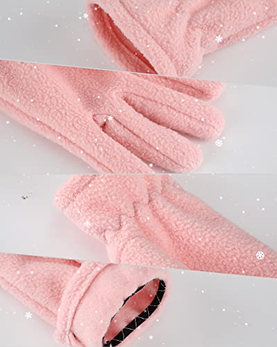 4 Pairs Kids Polar Fleece Gloves Full Fingers Warm Mitten Soft Winter Gloves Favor for Boys Girls Children Outdoor Activities4