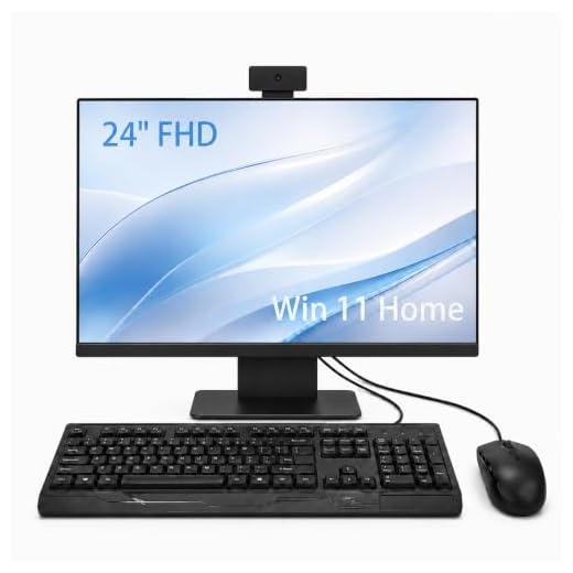 XFAATING 24" All-in-One Desktop Computer, i3 CPU, 8GB RAM 256GB SSD, AIO FHD Monitor, HD Privacy Protection Webcam, WiFi 6 + BT 5.3, Win 11 Home