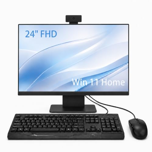 Image of 24 inch FHD All in One Desktop Computer, i7 CPU, 16GB RAM 512GB SSD, All-in-One 1920x1080 Display, HD Privacy Protection Webcam, WiFi 6 + BT 5.3, Win11 Home