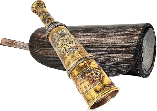 Vintage Spyglass Telescope Single Barrel with Leather Case Gift for Boys - The Care of God – A Psalm of Divine Wisdom and Power Engraved Uplifting Pirate Spyglass