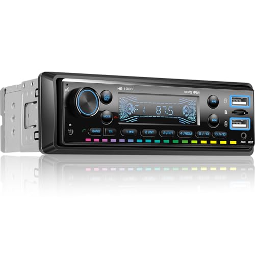 Display LED RGB dinamico per autoradio 1 Din: scegliete tra 7 colori personalizzabili o lasciate che le luci si sincronizzino con il ritmo della vostra musica, esaltando lo stile degli interni della vostra auto. La luminosità regolabile garantisce una visibilità ottimale sia di giorno che di notte su questa autoradio a 1 din