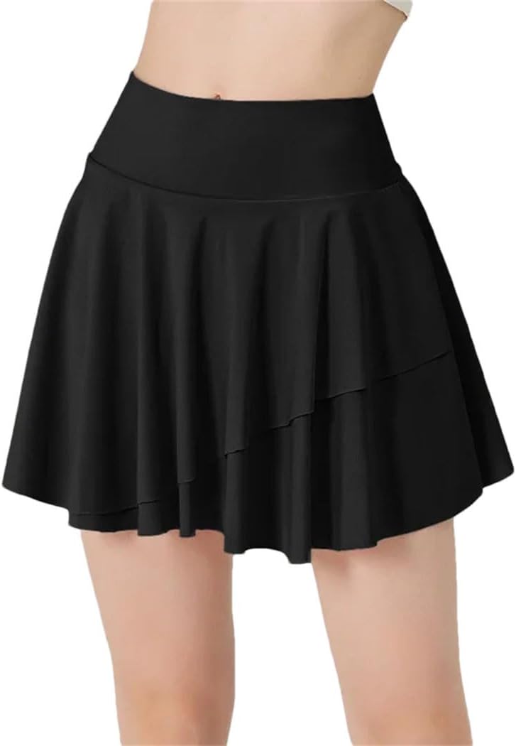 Womens Tennis Flare Skirt with Pockets High Waisted Layer Casual Bodycon Skirt Golf Sportswear
