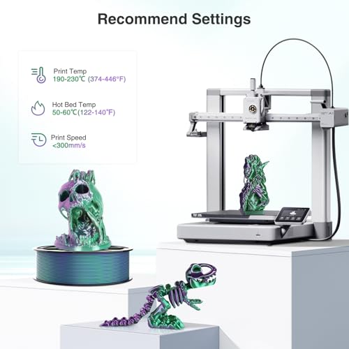 Image of Silk PLA 3D Printer Filament, Silk Dual Color Purple Green PLA Filament 1.75+ /-0.03mm, Shiny Coextrusion PLA Filament, Color Change 3D Printing Filament 1KG /2.2lb