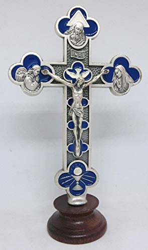 GTBITALY 10.054.31 Cruz con base de madera crucifijo plata tercer milenio Padre Figlio espíritu santo paz comunion inri esmaltado a mano Cover