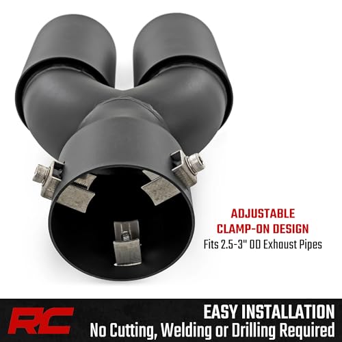 Rough Country Black Dual Exhaust Tip | 304 Stainless Steel | 2.5-3" - 96050 - image 3