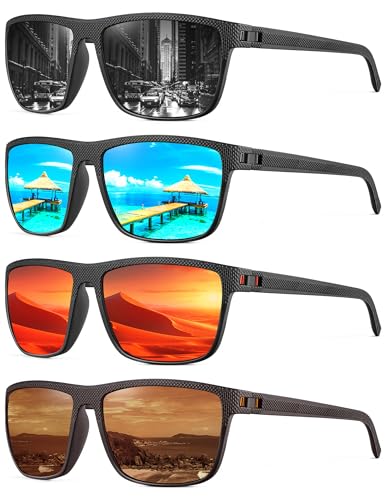 NSSIW Mens-Sunglasses Polarized Sunglasses Men : Classic Sun Glasses with UV Protection for Driving Fishing Golf 4 Packs