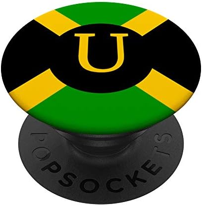 Jamaican Flag Yellow Letter U Initial Jamaica Accessories PopSockets Grip and Stand for Phones and Tablets
