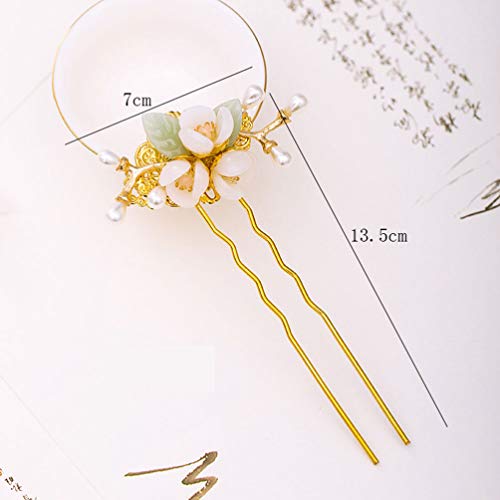 PIXNOR Flower Hair Pin Pearl Hair Stick Vintage Hair Chopsticks Chignon Pin Add Pendant Hair Insert Updo Headdress Headwear for Women Lady