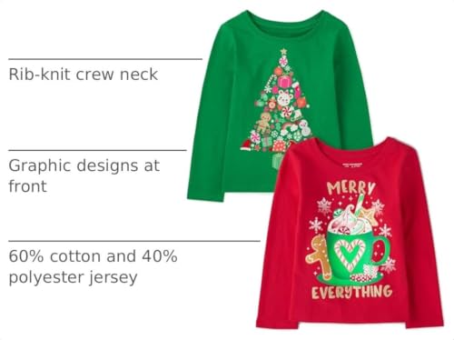 Image of The Children's Place Baby and Toddler All Holidays,Birthdays Long Sleeve Graphic T-Shirts,2 Pack