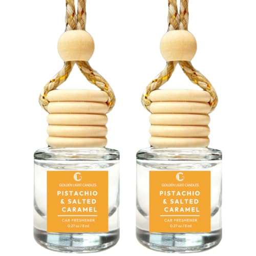 Hanging Car Air Freshener (Pack of 2) | Pistachio & Salted Caramel Scent | Cute Car Fragrance Oil Diffuser | Save 33% on 2+