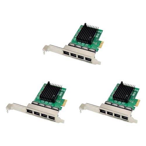 Pyugxab 3X Tarjeta de Red PCIE PCI-e X1 Adaptador de Tarjeta de Red de Servidor Gigabit Ethernet de 4 Puertos para Love Fast Sea Spider Ros Enrutador Suave