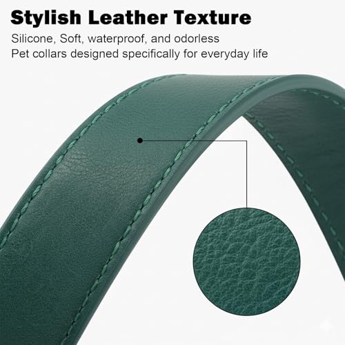 Image of B&F Dog Collar for Medium Dogs Silicone Leather Dog Collars Soft Flexible Waterproof Odor-Proof Durable Thick Classic Adjustable Pet Puppy Collar (Green, Medium (12.5-20 inch Neck))